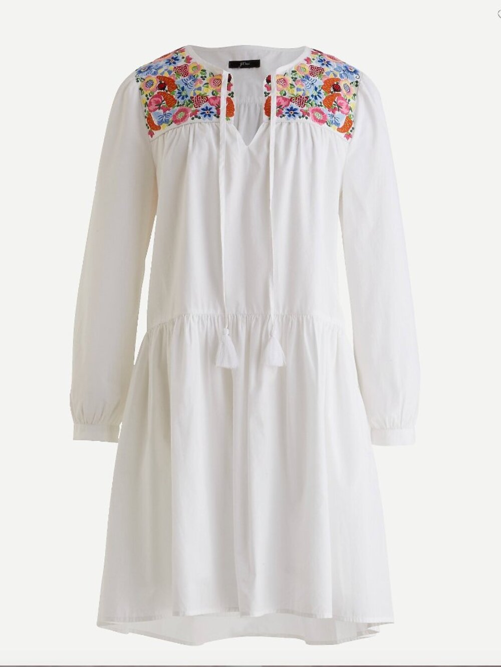 J.Crew Cotton poplin tunic dress with farmer's market embroidery XLarge Like New